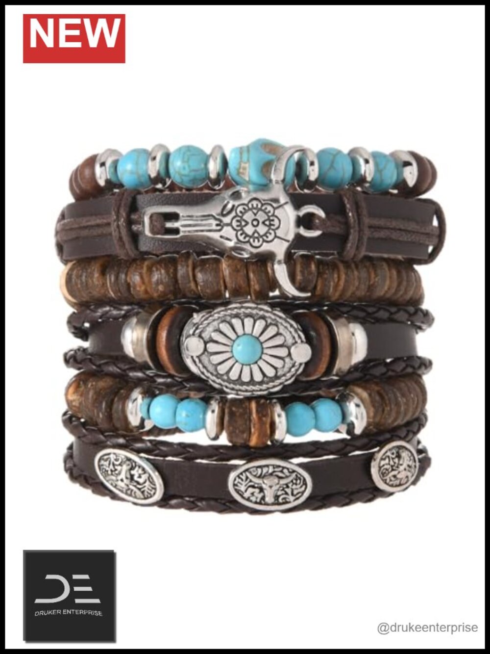 Turquoise Beaded Strand Bracelet, Western Cowgirl Stackable Bracelet